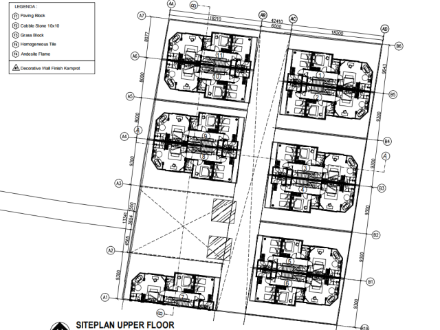 Architectural plan drawing of the Maison Aela villa blocks